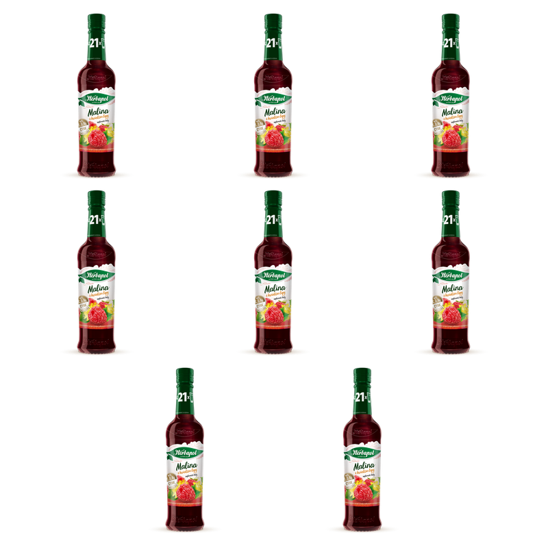 Herbapol syrop owocowy suplement diety malina z kwiatem lipy z wit. D, C, B6 i cynkiem 420 ml X8